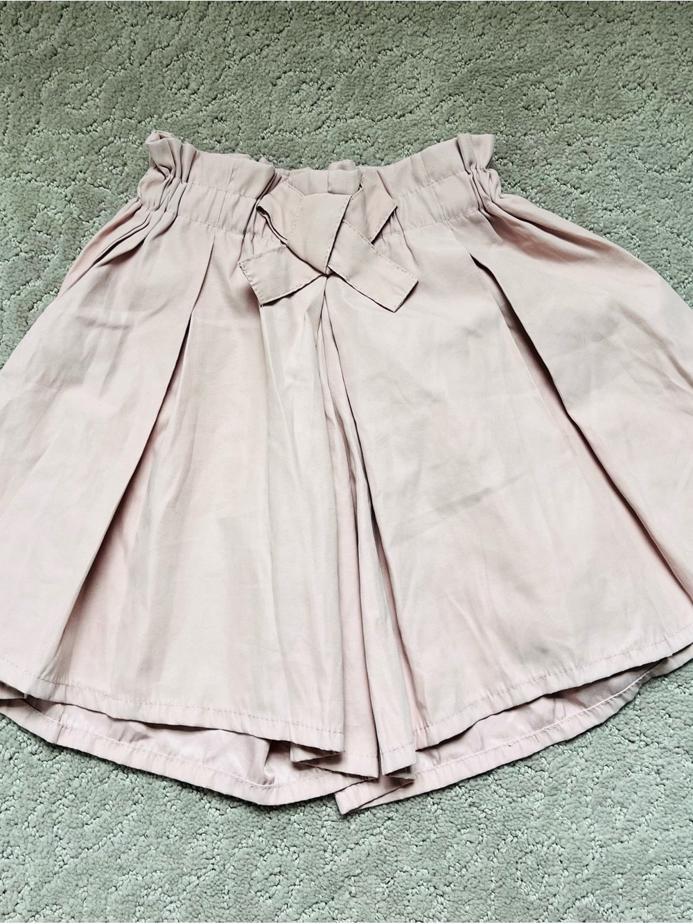 High-Waist elastic Light Pink (blush) Pleated Skort with Waist Tie